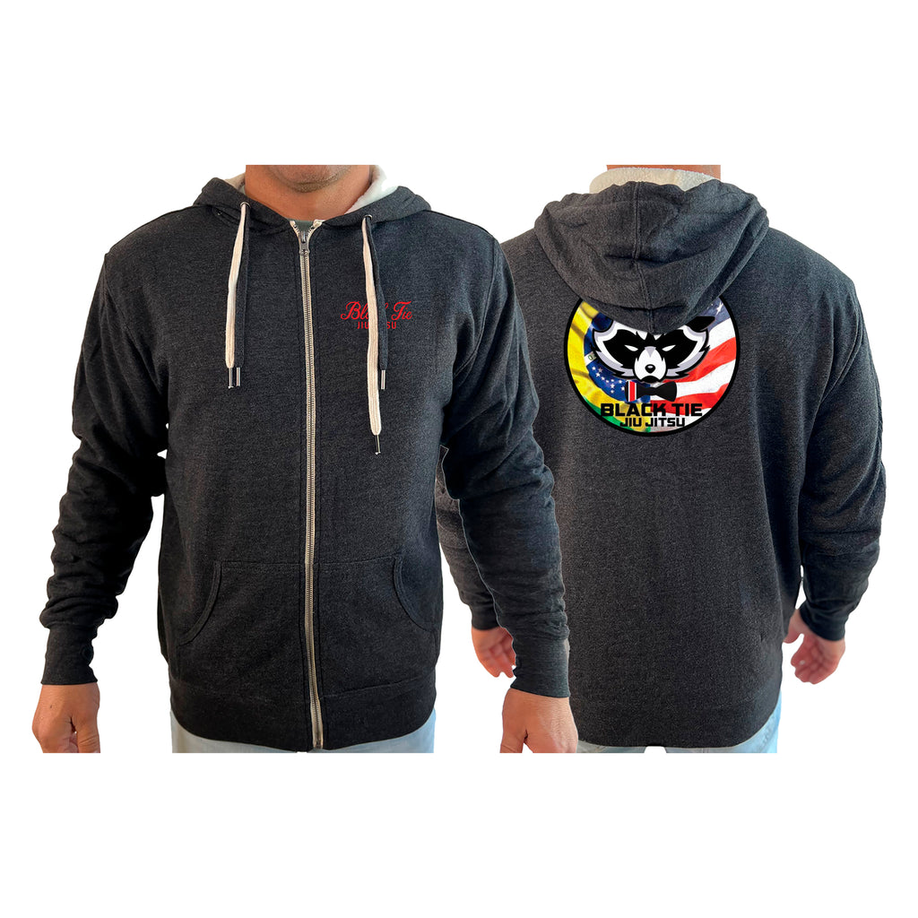 Black Tie BJJ Academy Sherpa Lined Zip-Up Hoodie #8048 C