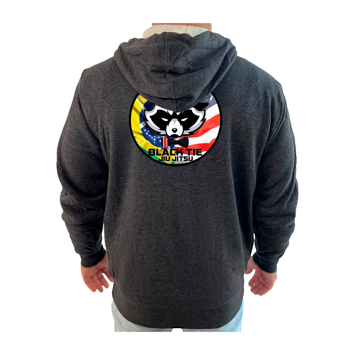 Black Tie BJJ Academy Sherpa Lined Zip-Up Hoodie #8048 C