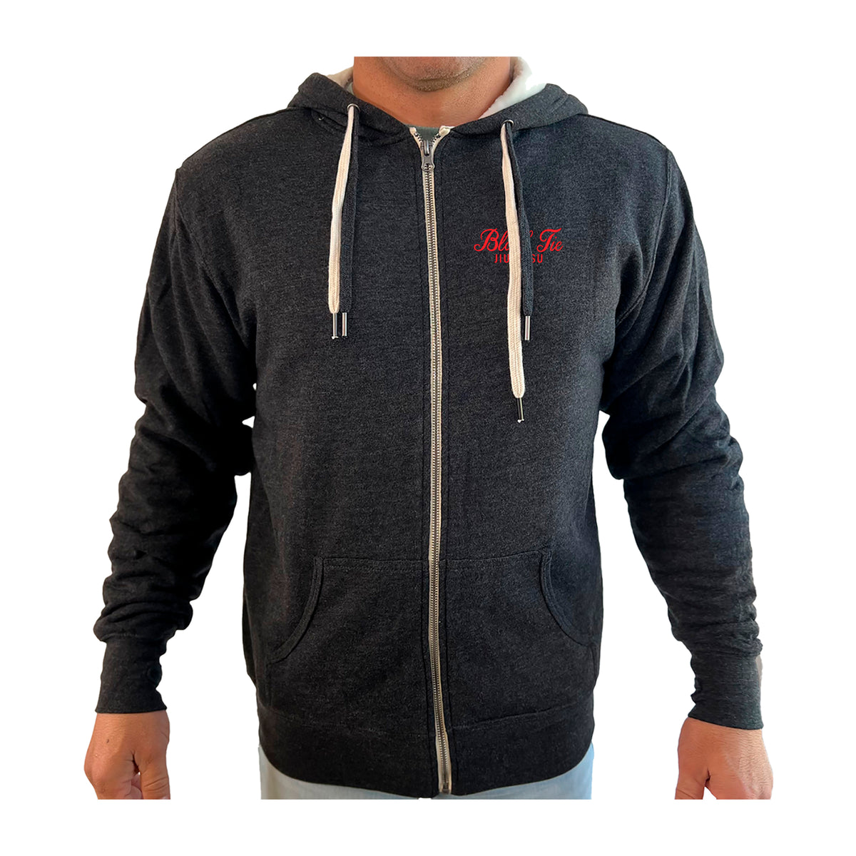 Black Tie BJJ Academy Sherpa Lined Zip-Up Hoodie #8048 C