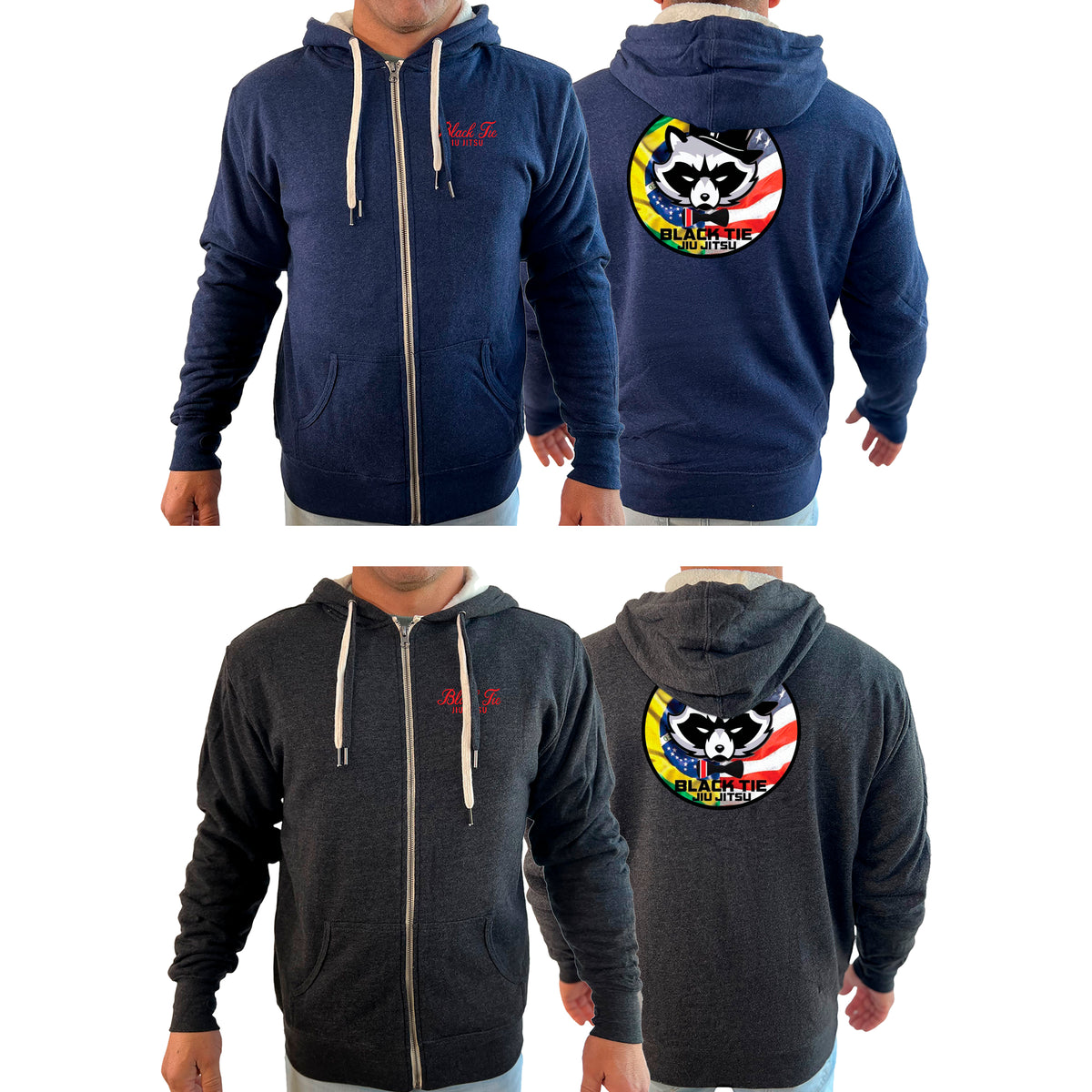 Black Tie BJJ Academy Sherpa Lined Zip-Up Hoodie #8048 C
