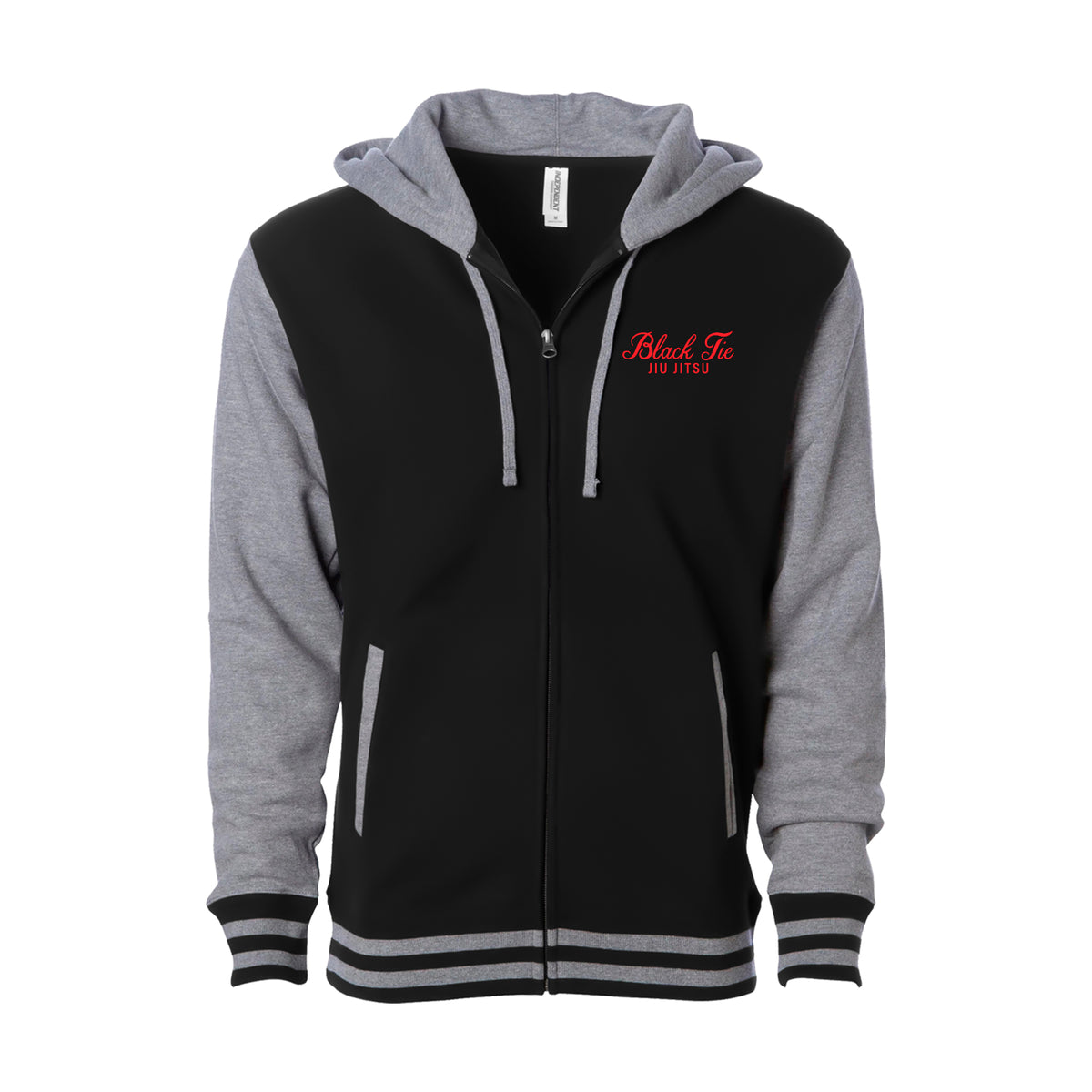 Black Tie BJJ Academy Varsity Zip-Up Hoodie #8048 C