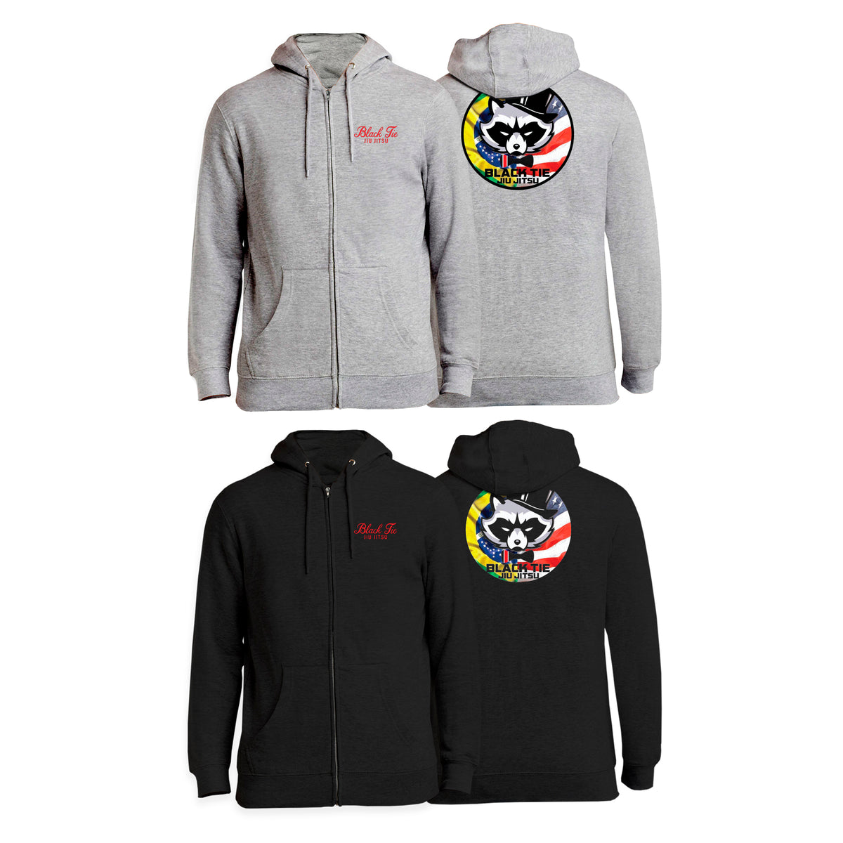 Black Tie BJJ Academy Zip-Up Hoodie #8048 C