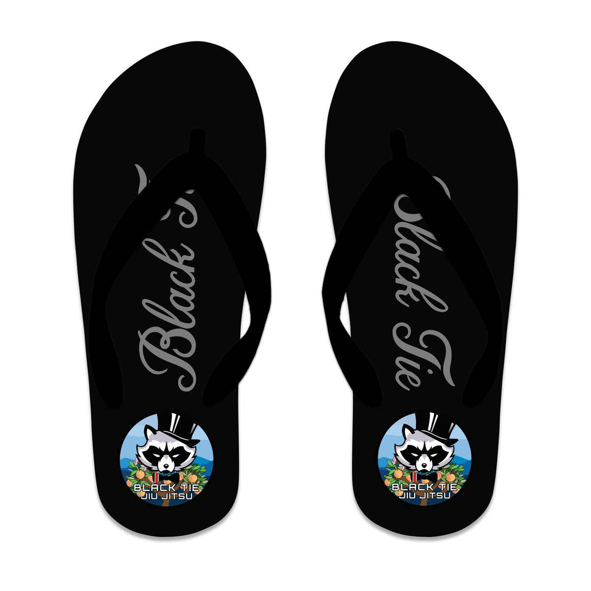 Black Tie BJJ Custom Flip Flops #8048 E