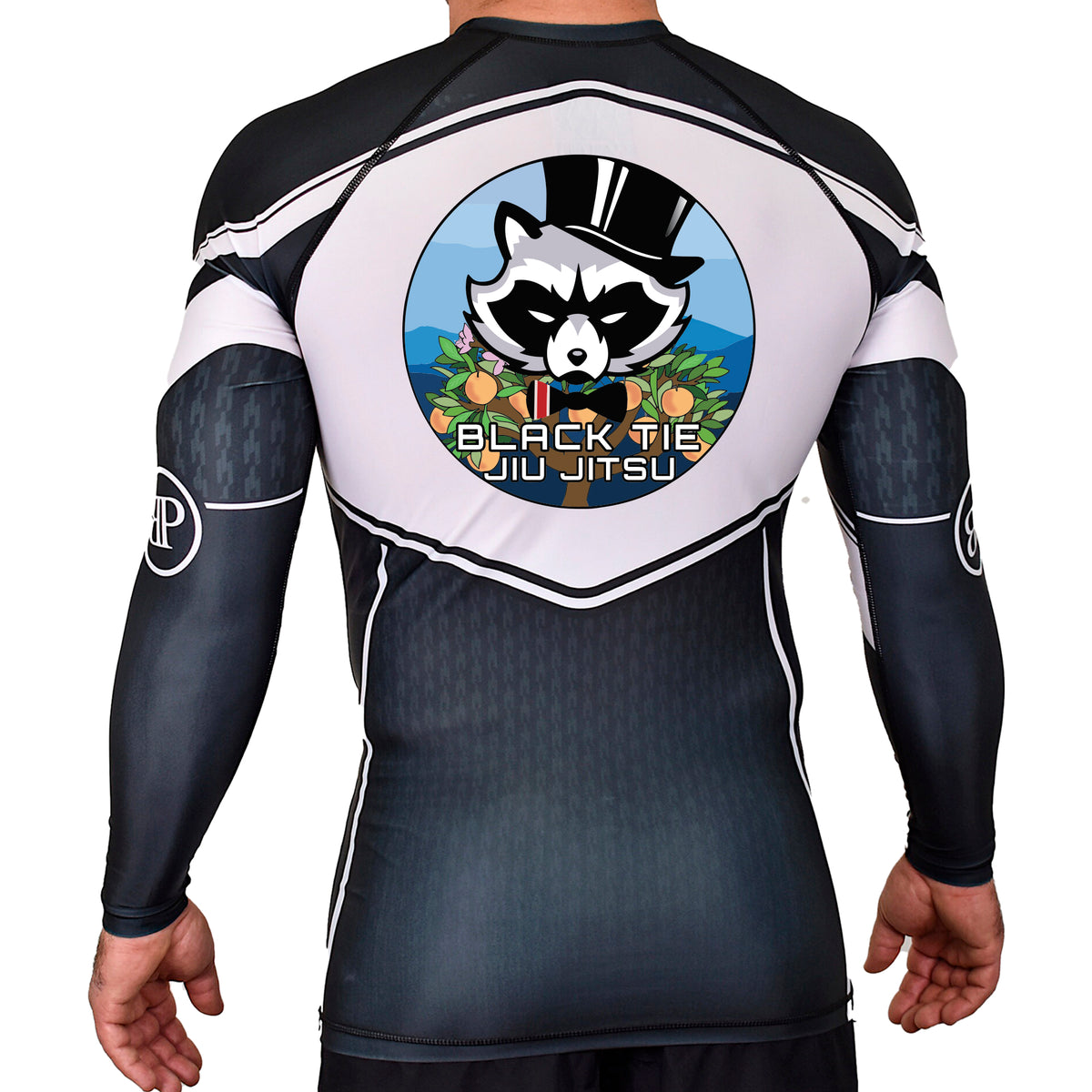 Black Tie BJJ Academy Rash Guards Black/White #8048 E