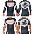 Black Tie BJJ Academy Rash Guards Black/White #8048 E
