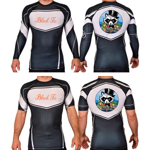 Black Tie BJJ Academy Rash Guards Black/White #8048 E