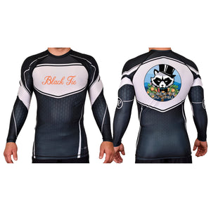 Black Tie BJJ Academy Rash Guards Black/White #8048 E
