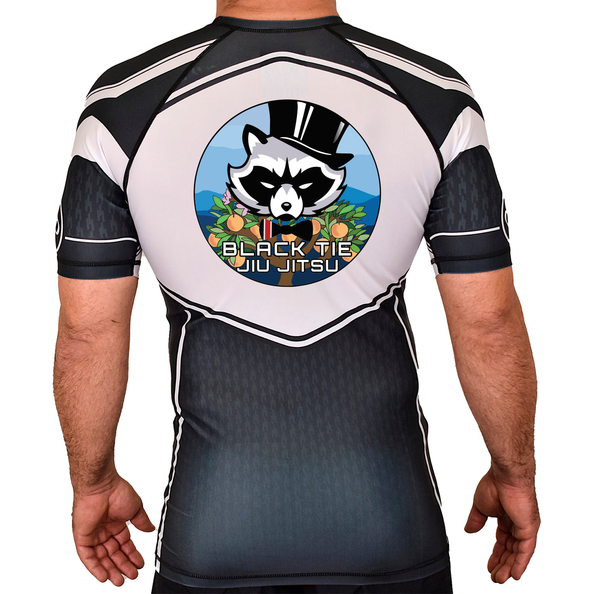 Black Tie BJJ Academy Rash Guards Black/White #8048 E