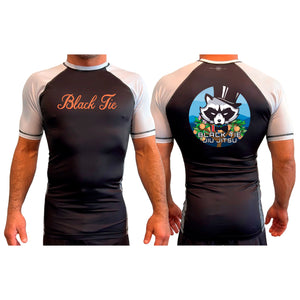 Black Tie BJJ All Black Ranked Short Sleeve Rash Guards #8048 E