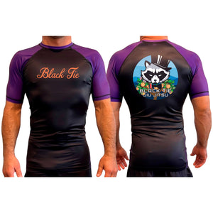 Black Tie BJJ All Black Ranked Short Sleeve Rash Guards #8048 E