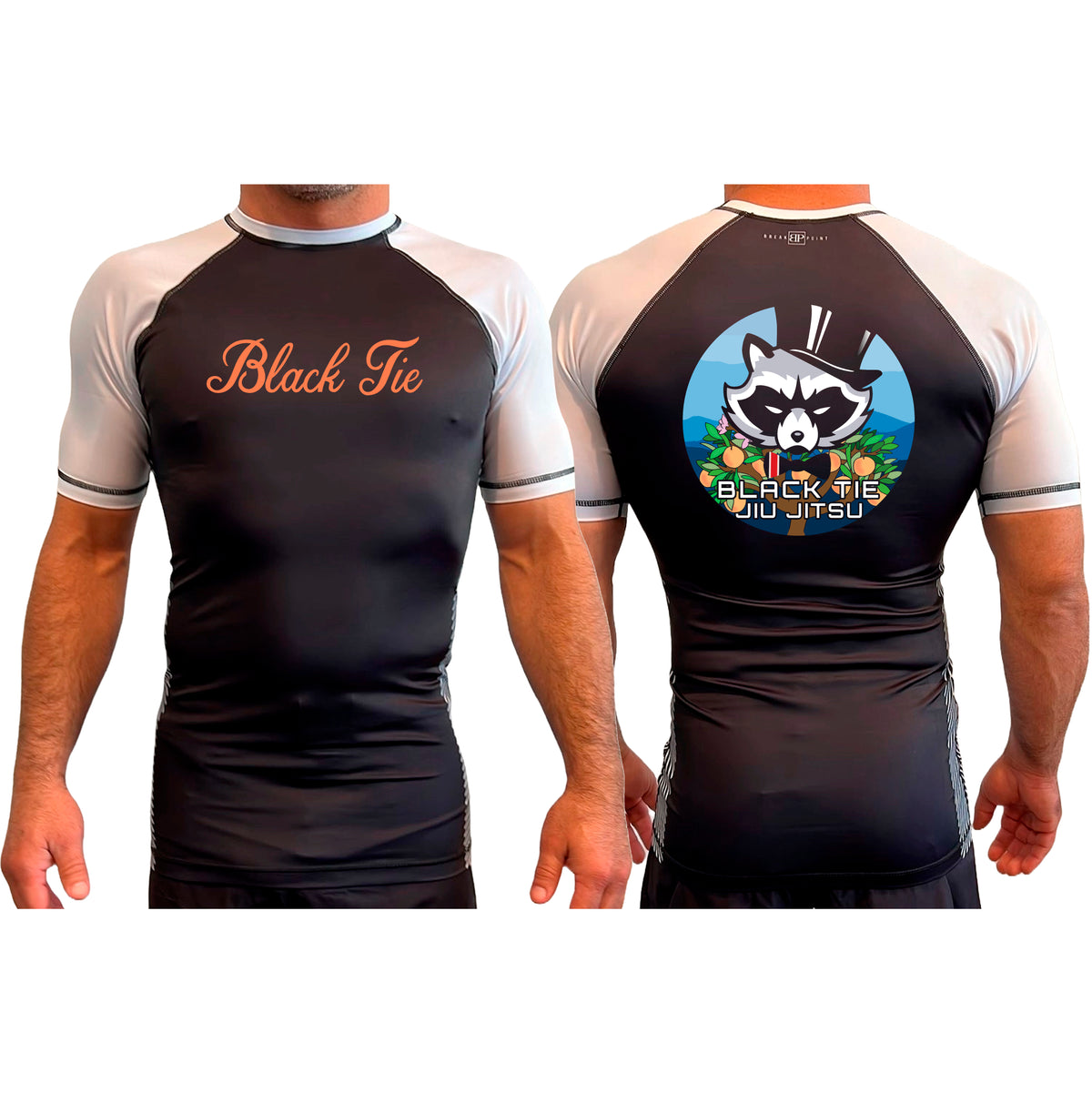 Black Tie BJJ All Black Ranked Short Sleeve Rash Guards #8048 E