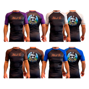 Black Tie BJJ All Black Ranked Short Sleeve Rash Guards #8048 E