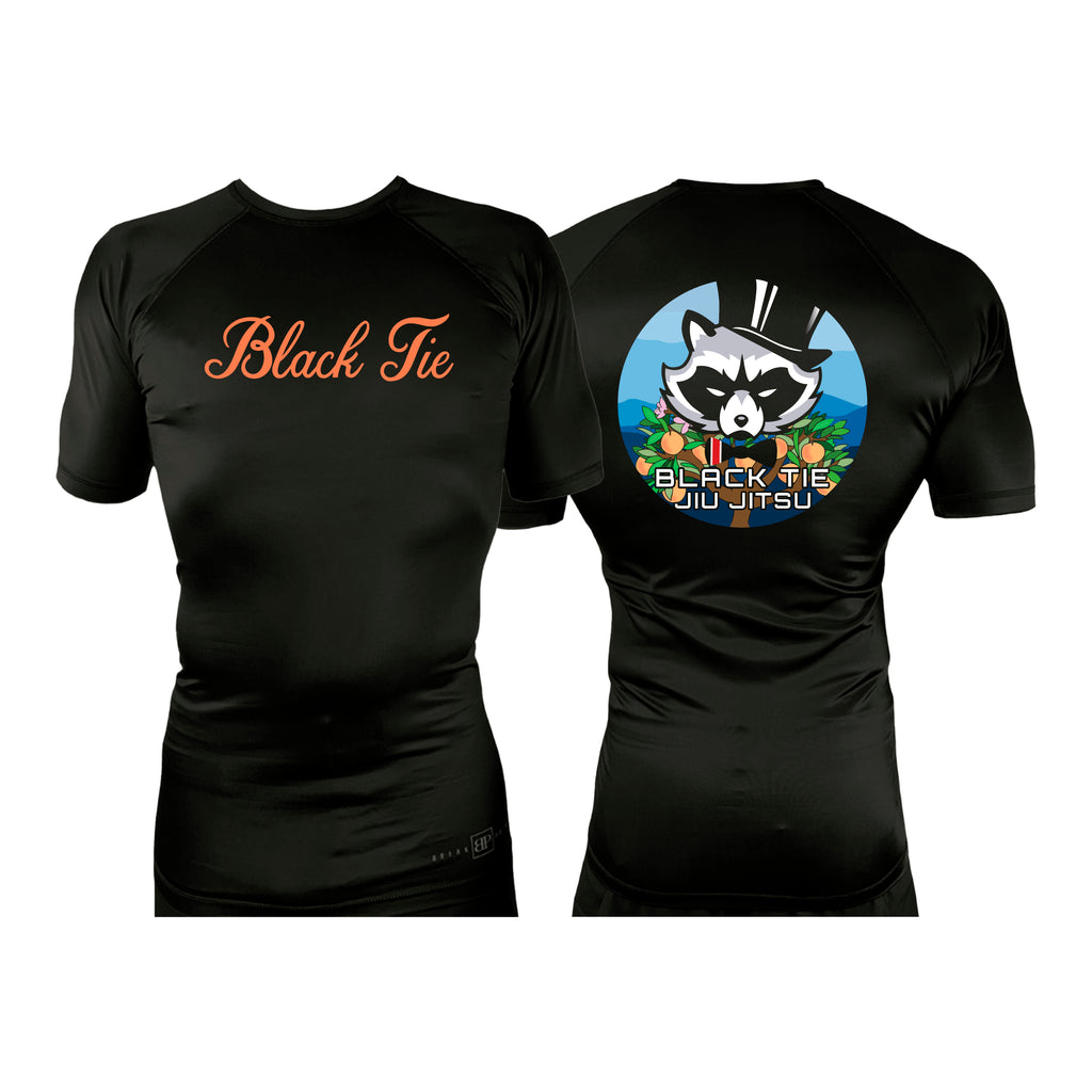 Black Tie BJJ All Black Custom Rash Guards Short Sleeves #8048 E
