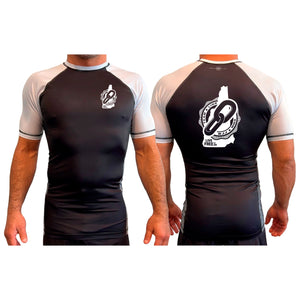 Team Link All Black Ranked Short Sleeve Rash Guards #8049 A