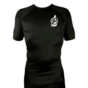 Team Link All Black Custom Rash Guards Short Sleeves #8049 A