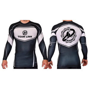Team Link Academy Rash Guards Black/White #8049 D