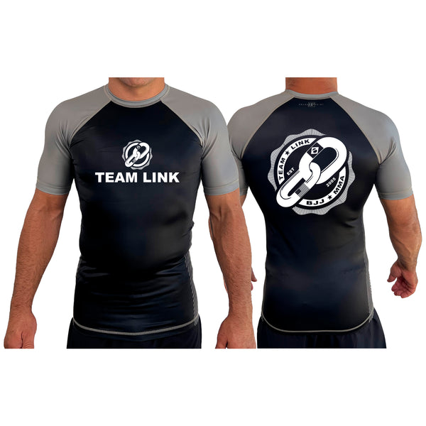 Team Link All Black Ranked Short Sleeve Rash Guards #8049 D - Break ...