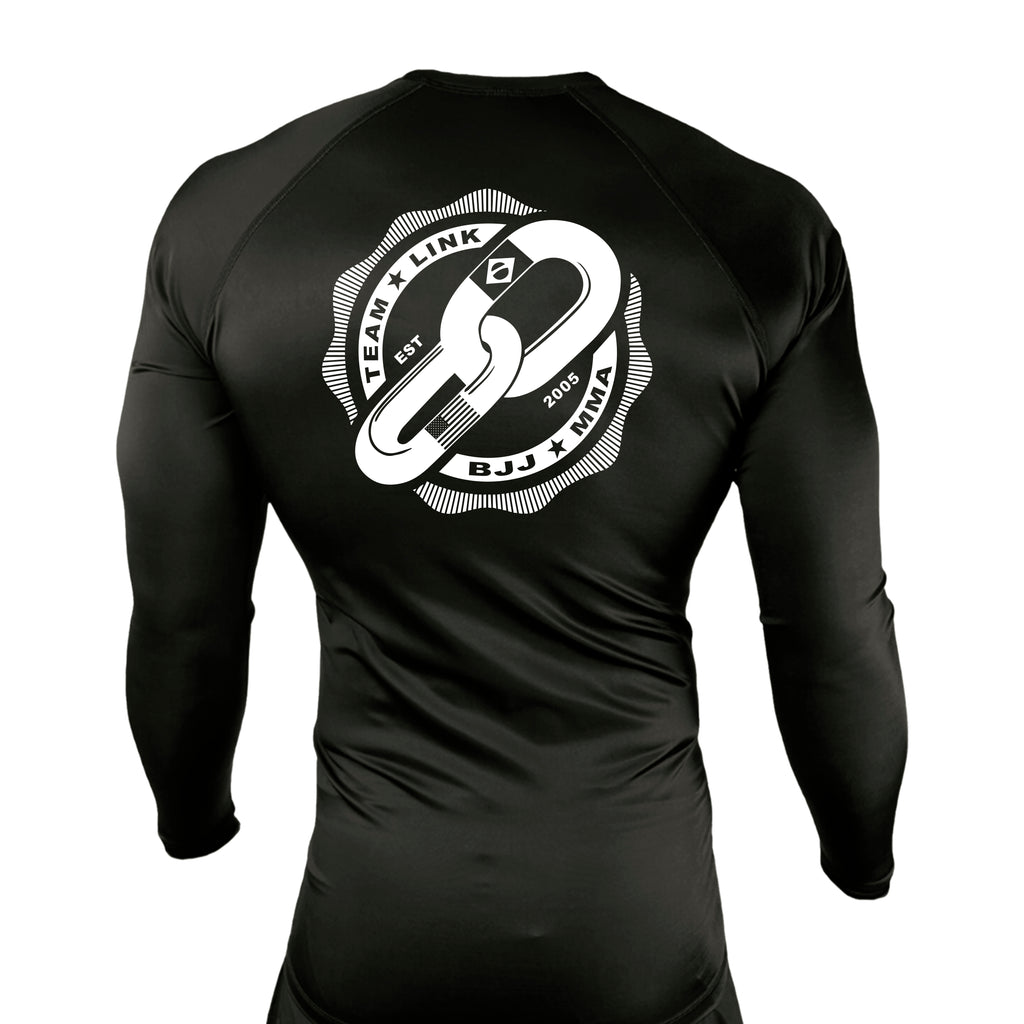 Team Link All Black Custom Rash Guards Long Sleeves #8049 D