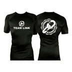 Team Link All Black Custom Rash Guards Short Sleeves #8049 D