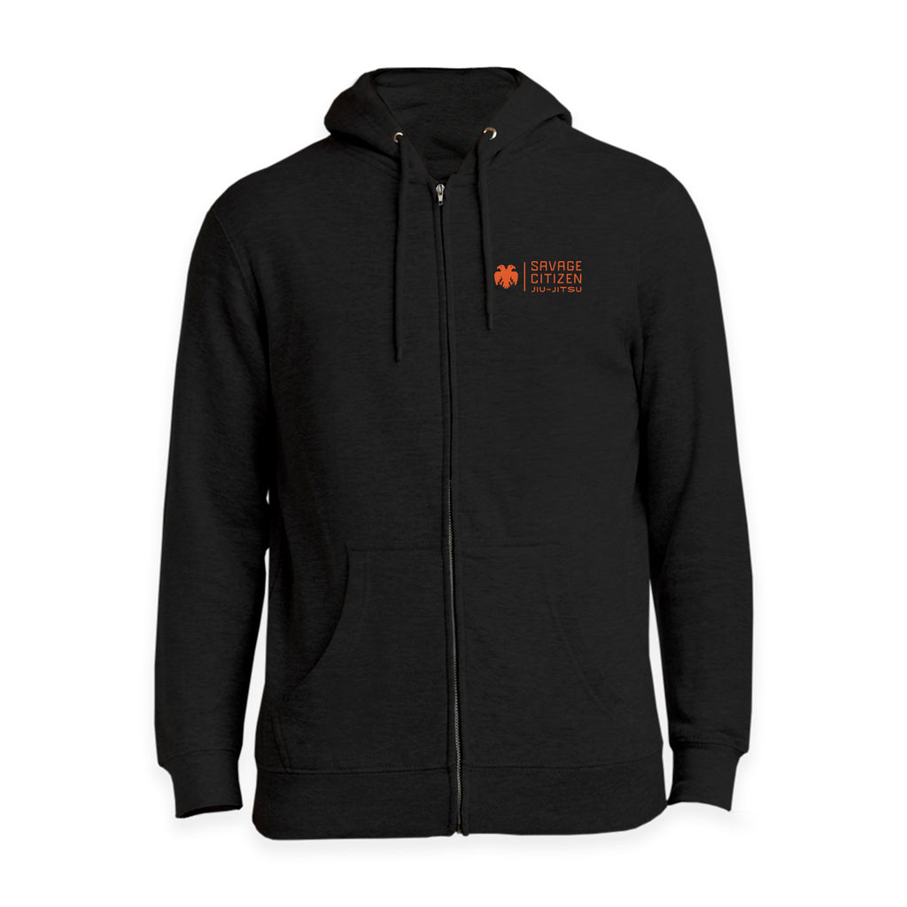 Savage Citizen Jiu Jitsu Academy Zip-Up Hoodies #8050 B (Orange Logo)