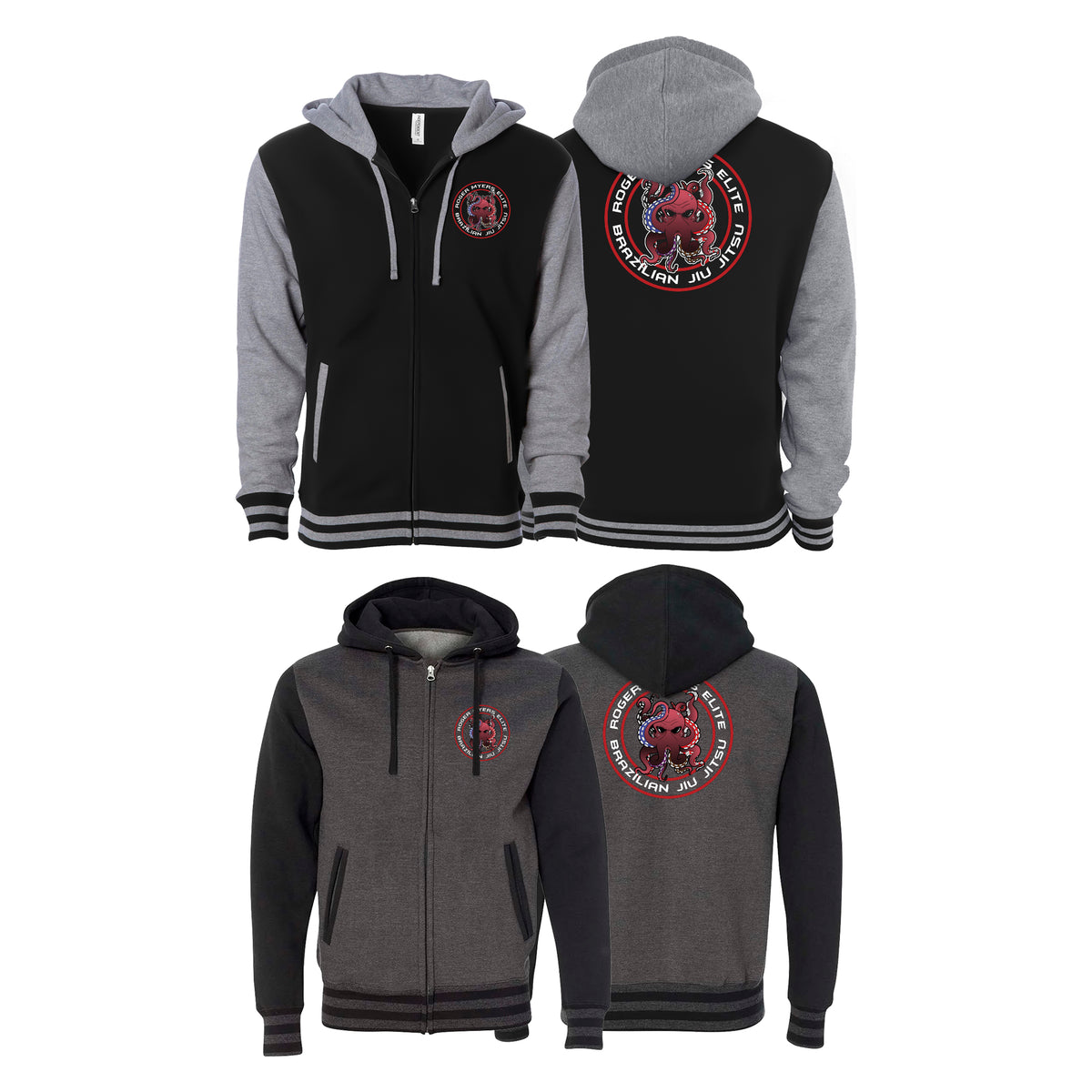 RM Elite BJJ Academy Varsity Zip-Up Hoodies #8051 A