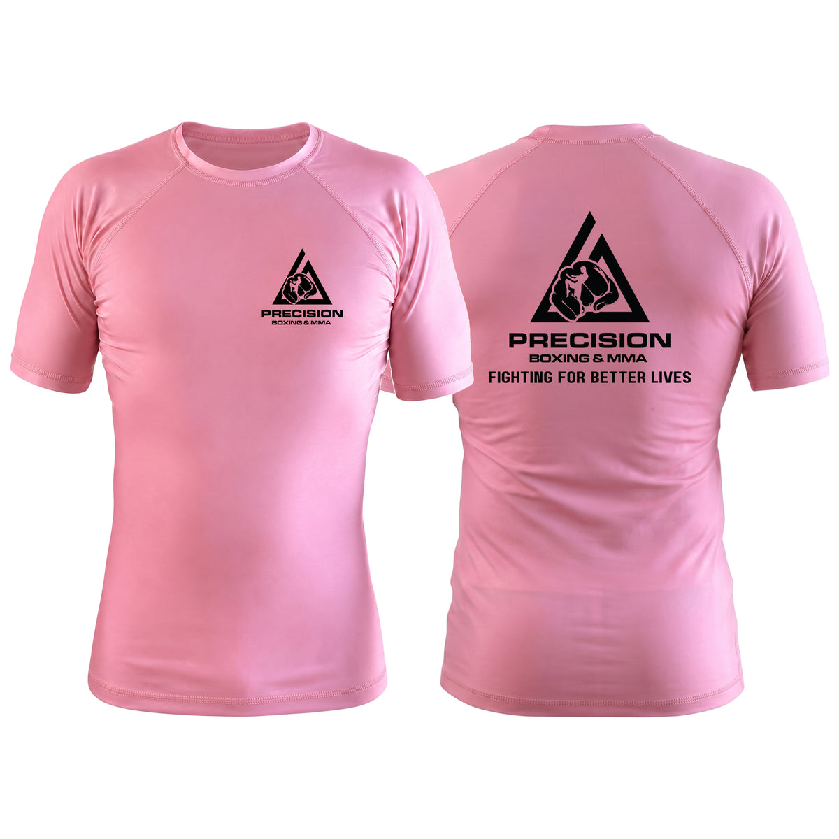 Precision Boxing and MMA Pink Custom Rash Guards Short Sleeve #8052 A