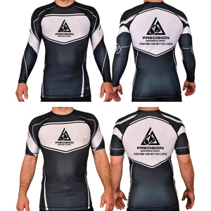 Precision Boxing and MMA Academy Rash Guards Black/White #8052 A