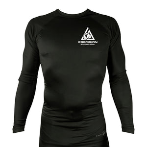Precision Boxing and MMA All Black Custom Rash Guards Long Sleeves #8052 A