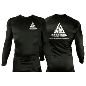 Precision Boxing and MMA All Black Custom Rash Guards Long Sleeves #8052 A