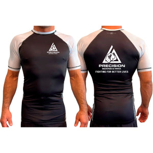 Precision Boxing and MMA All Black Ranked Short Sleeve Rash Guards #8052 A