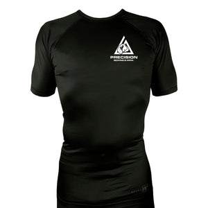Precision Boxing and MMA All Black Custom Rash Guards Short Sleeves #8052 A