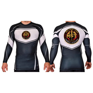 MST Combat System Academy Rash Guards Black/White #8053