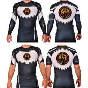 MST Combat System Academy Rash Guards Black/White #8053