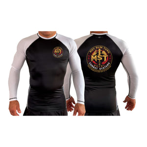 MST Combat System All Black Ranked Long Sleeve Rash Guards #8053 A