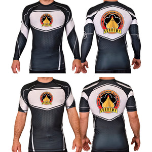 Total Wing Chun Jujitsu Ryu Academy Rash Guards Black/White #8053 A