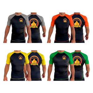 Total Wing Chun Jujitsu Ryu All Black Ranked Short Sleeve Rash Guards #8053 A