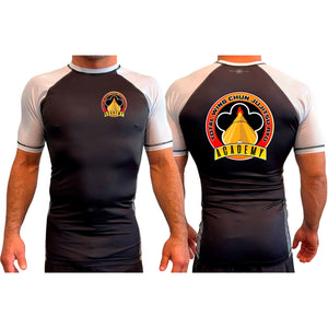 Total Wing Chun Jujitsu Ryu All Black Ranked Short Sleeve Rash Guards #8053 A