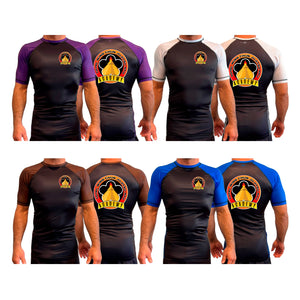 Total Wing Chun Jujitsu Ryu All Black Ranked Short Sleeve Rash Guards #8053 A