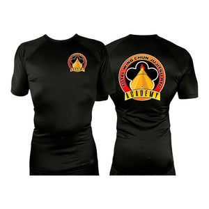 Total Wing Chun Jujitsu Ryu All Black Custom Rash Guards Short Sleeves #8053 A