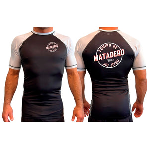 Matadero Jiu Jitsu All Black Ranked Short Sleeve Rash Guards #8054 A