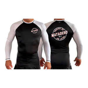 Matadero Jiu Jitsu All Black Ranked Long Sleeve Rash Guards #8054 A