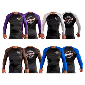 Matadero Jiu Jitsu All Black Ranked Long Sleeve Rash Guards #8054 A