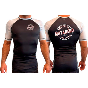 Matadero Jiu Jitsu All Black Ranked Short Sleeve Rash Guards #8054 A