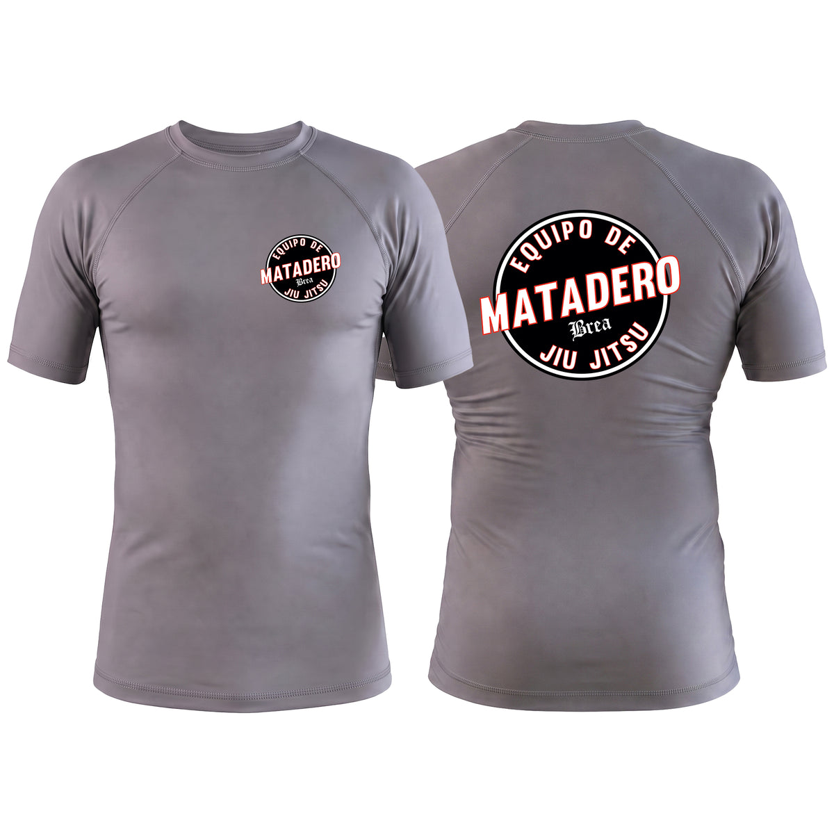 Matadero Jiu Jitsu Gray Custom Rash Guards Short Sleeve #8054 A