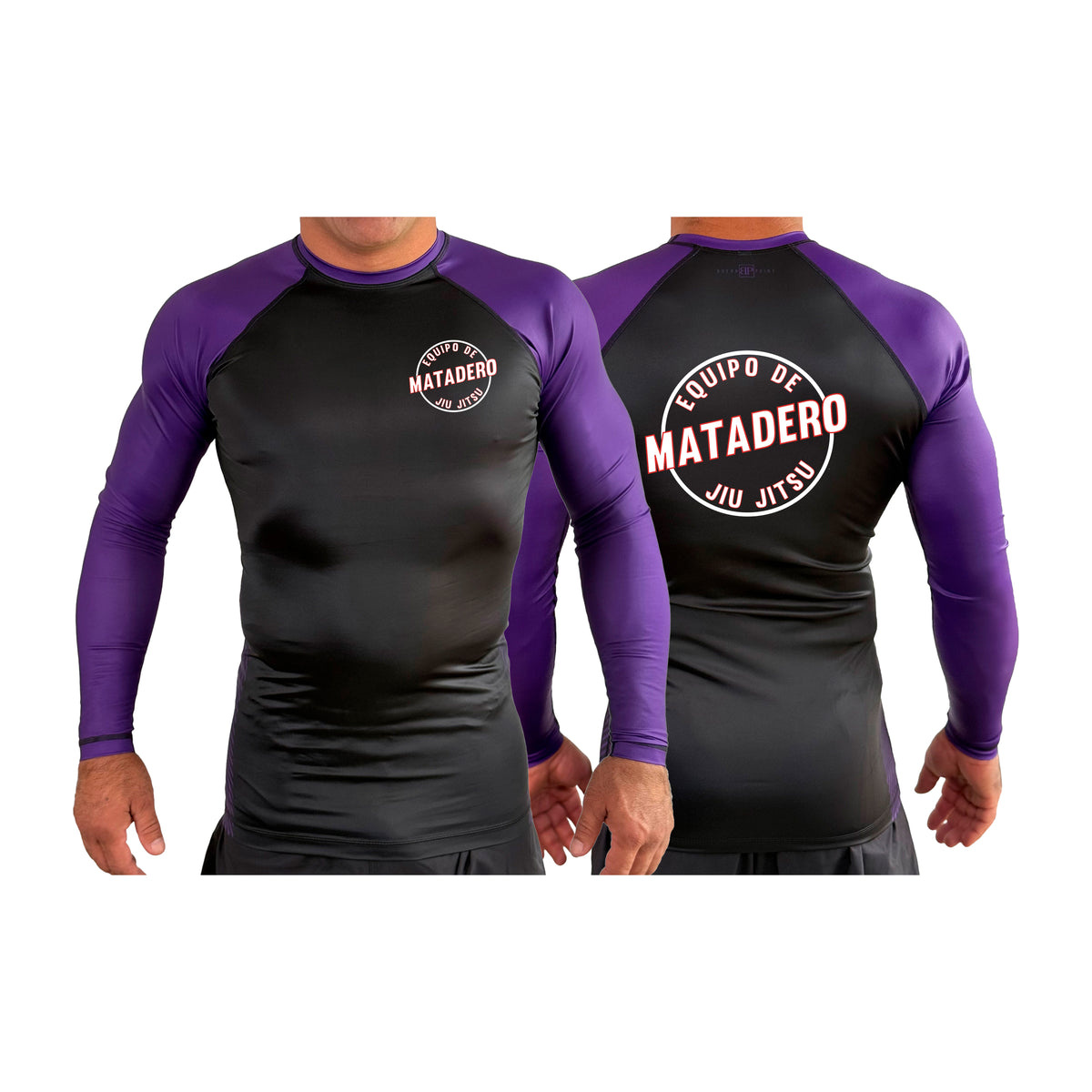 Matadero Jiu Jitsu All Black Ranked Long Sleeve Rash Guards #8054 Z