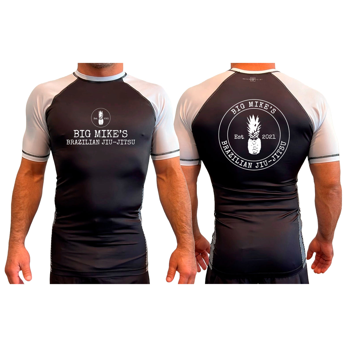 Big Mike's BJJ All Black Ranked Short Sleeve Rash Guards #8055 A
