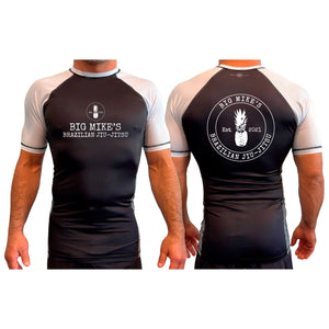 Big Mike's BJJ All Black Ranked Short Sleeve Rash Guards #8055 A