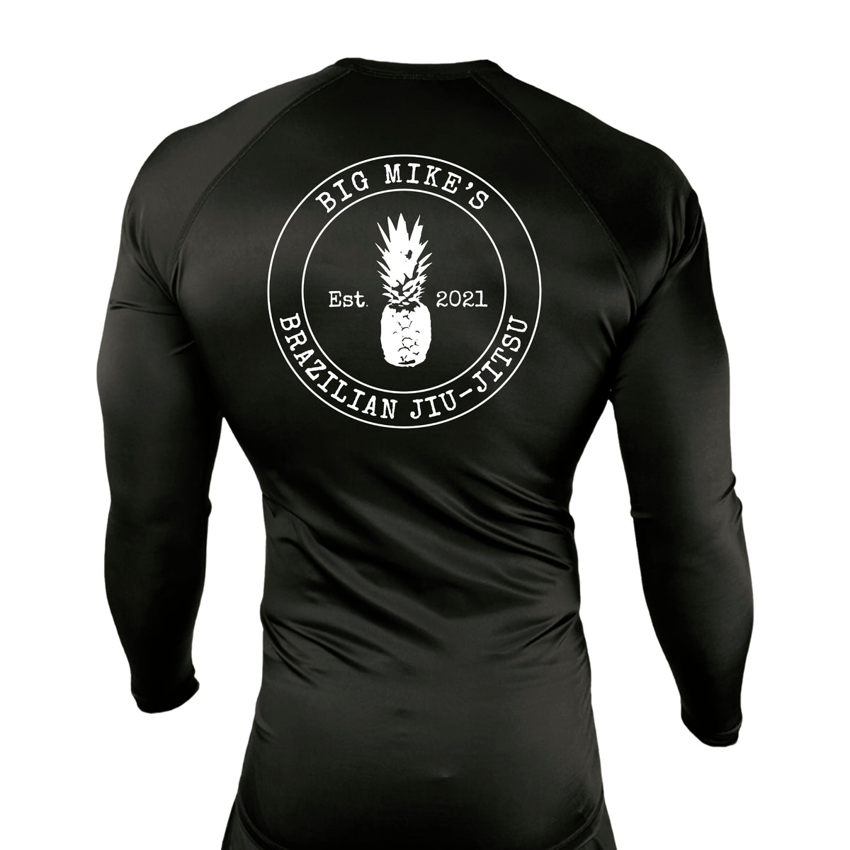 Big Mike's BJJ All Black Custom Rash Guards Long Sleeves #8055 A