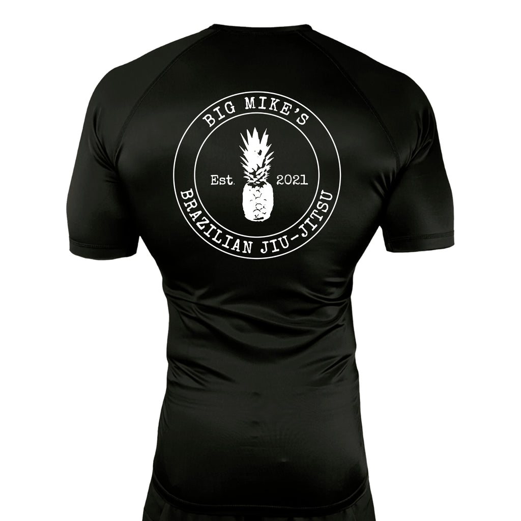 Big Mike's BJJ All Black Custom Rash Guards Short Sleeves #8055 A