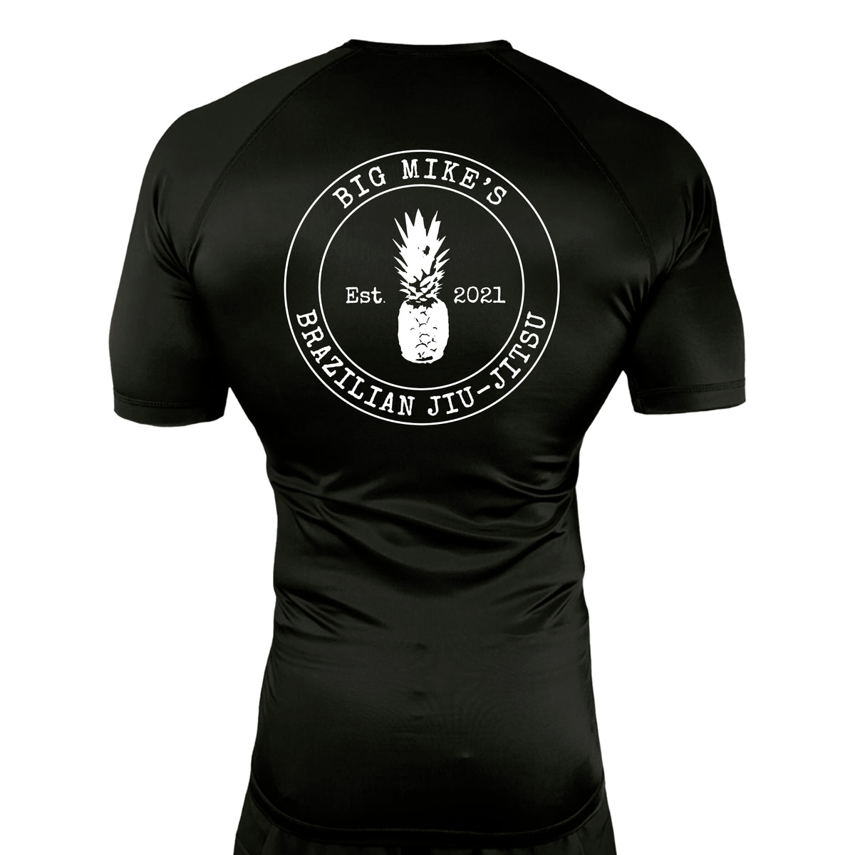 Big Mike's BJJ All Black Custom Rash Guards Short Sleeves #8055 A